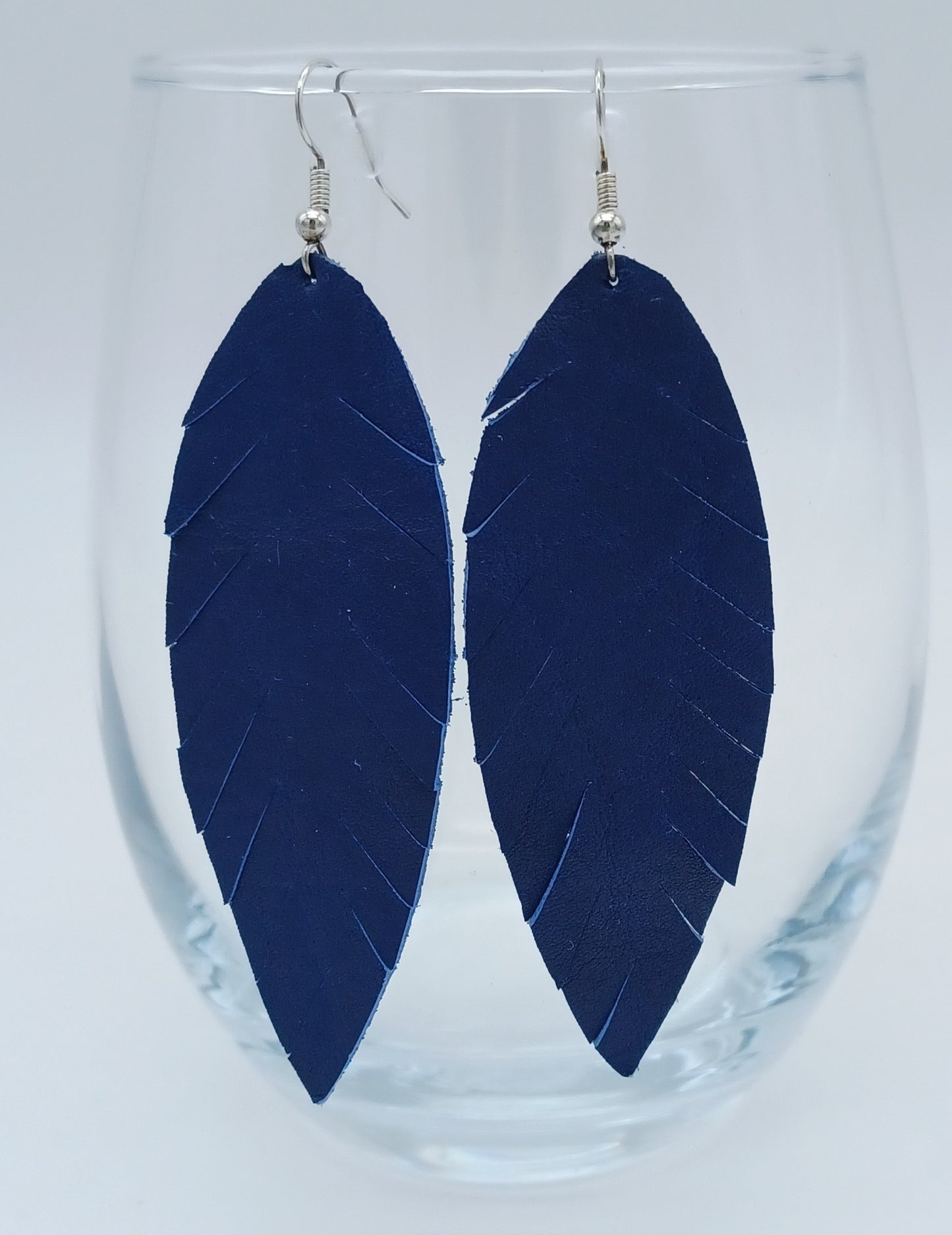 Large Leather Feather Earrings