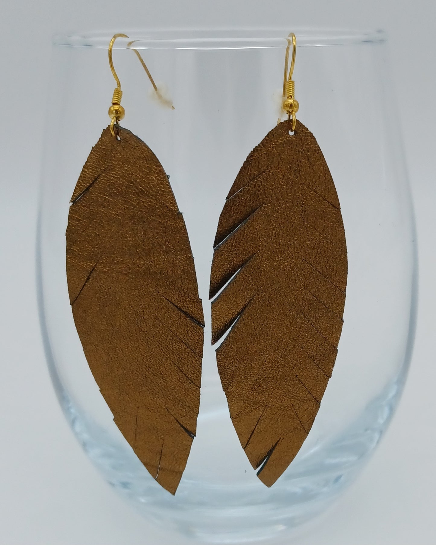 Large Leather Feather Earrings