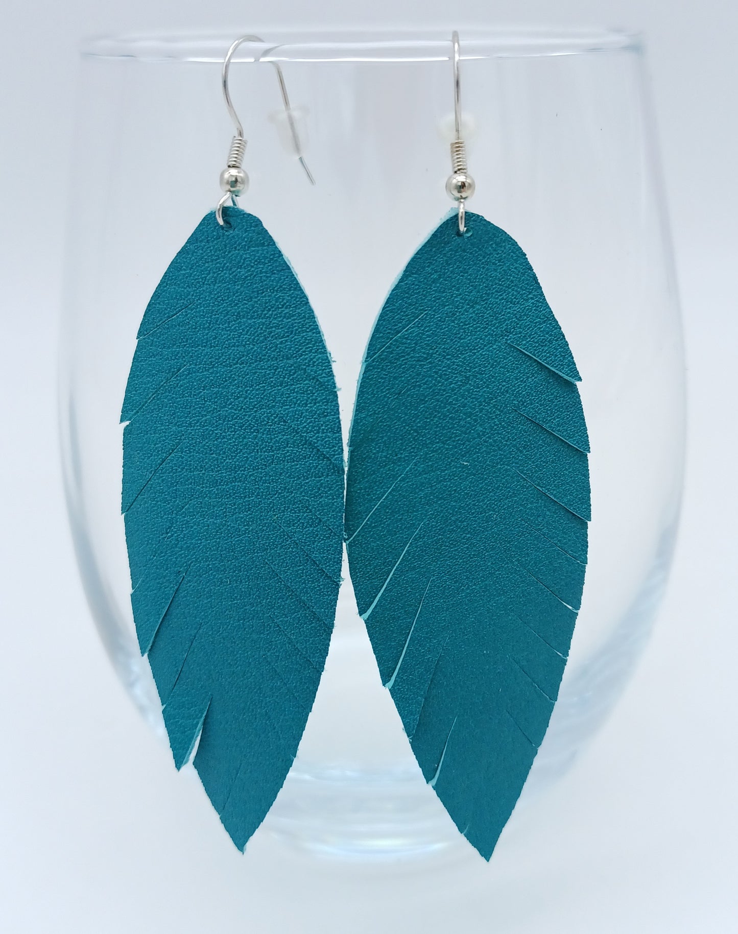 Large Leather Feather Earrings