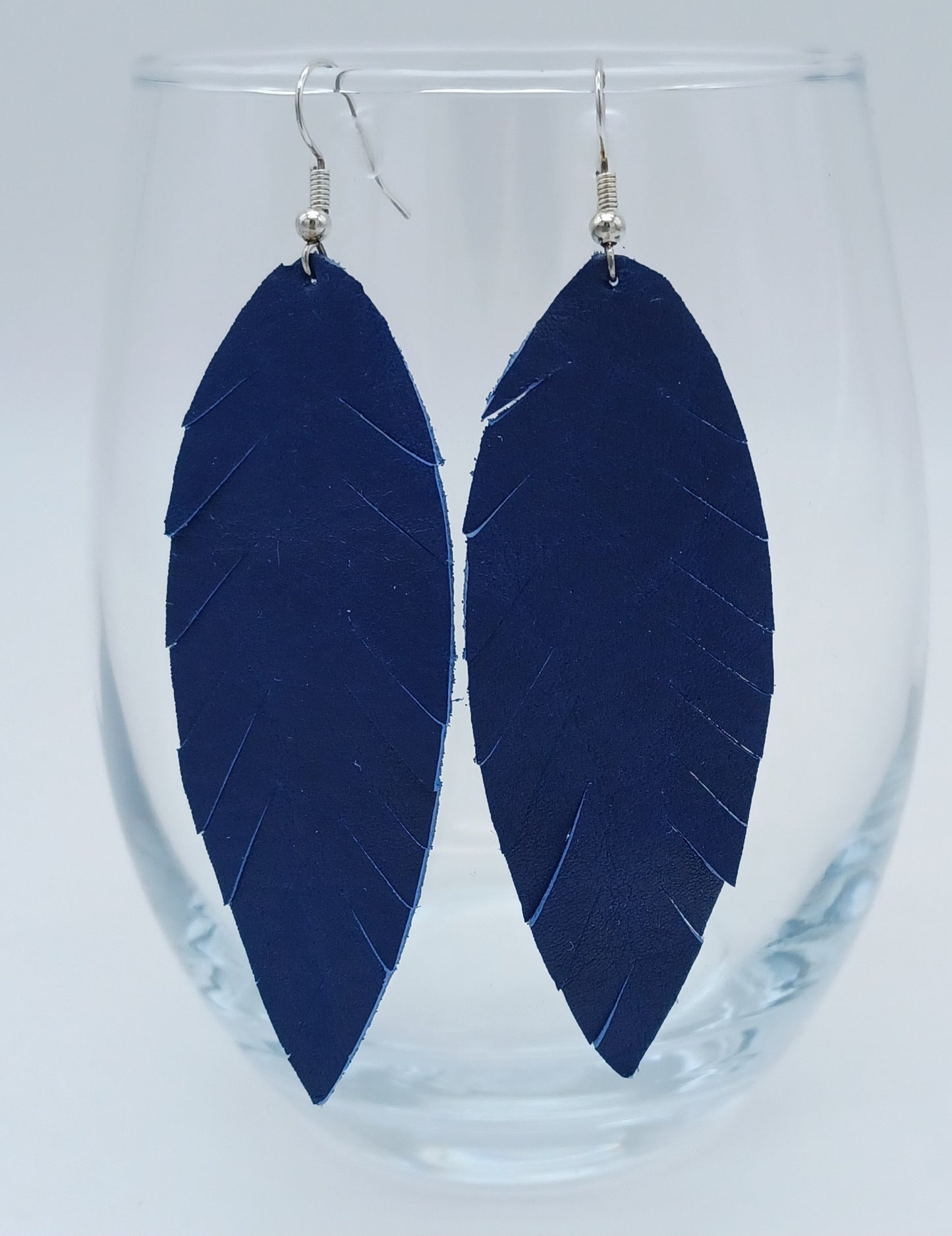 Large Leather Feather Earrings