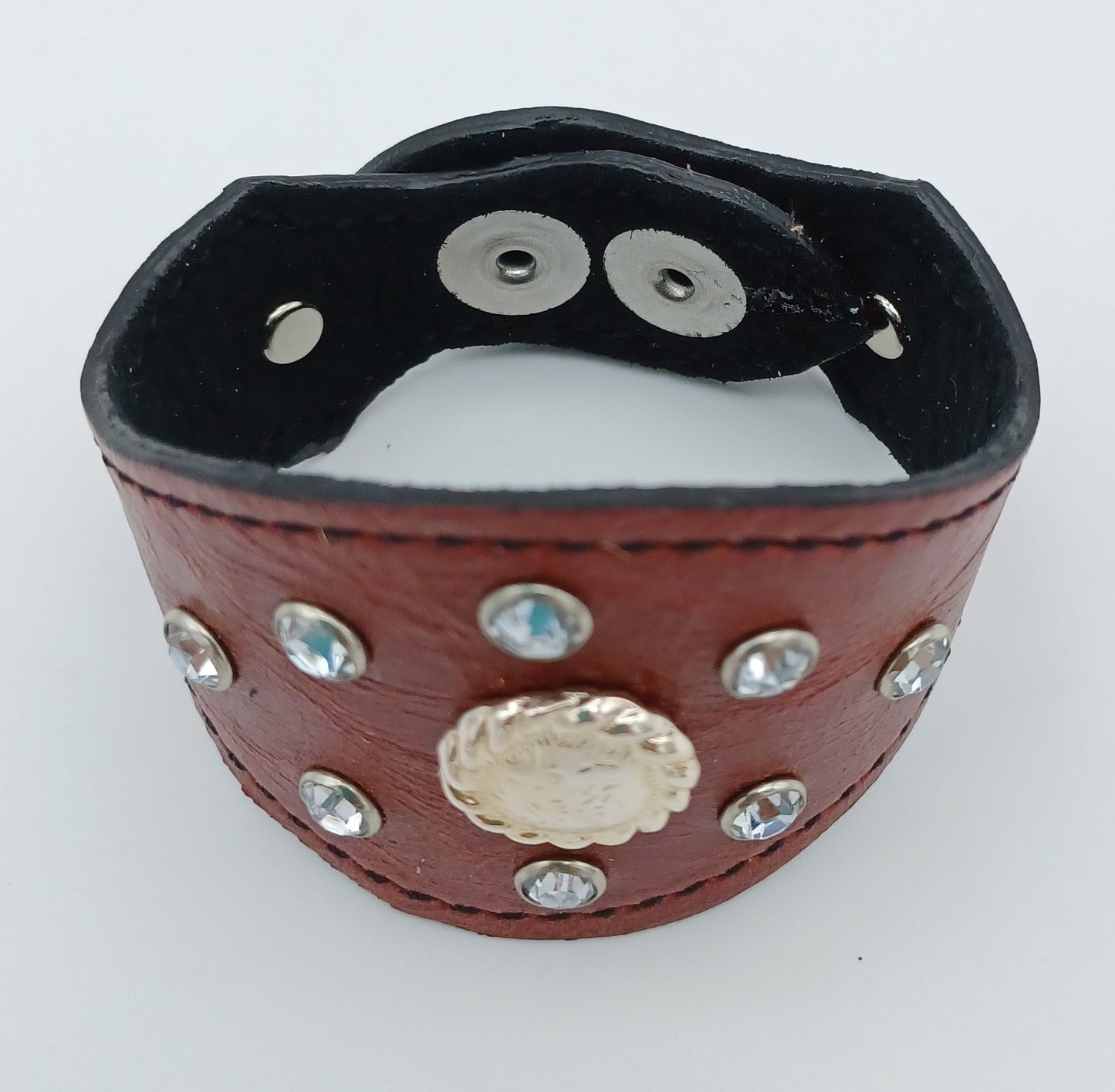 Scalloped Leather Cuff in Red - 003