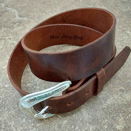 Leather Belt - Tan Water Buffalo - Vintage Glazed