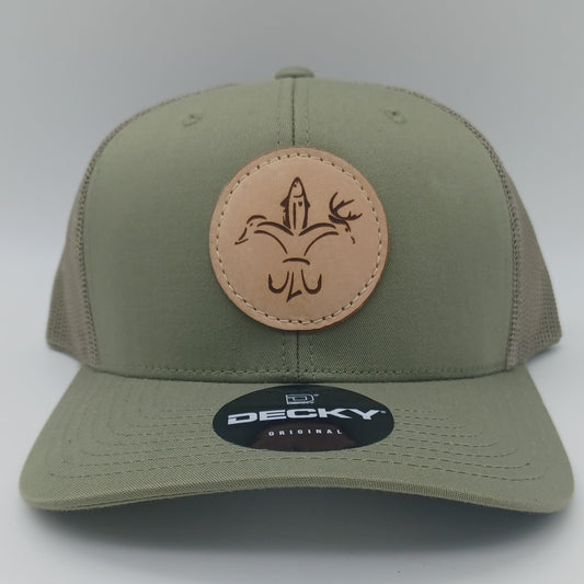Outdoors Fleur De Lis - Leather Patch Hat