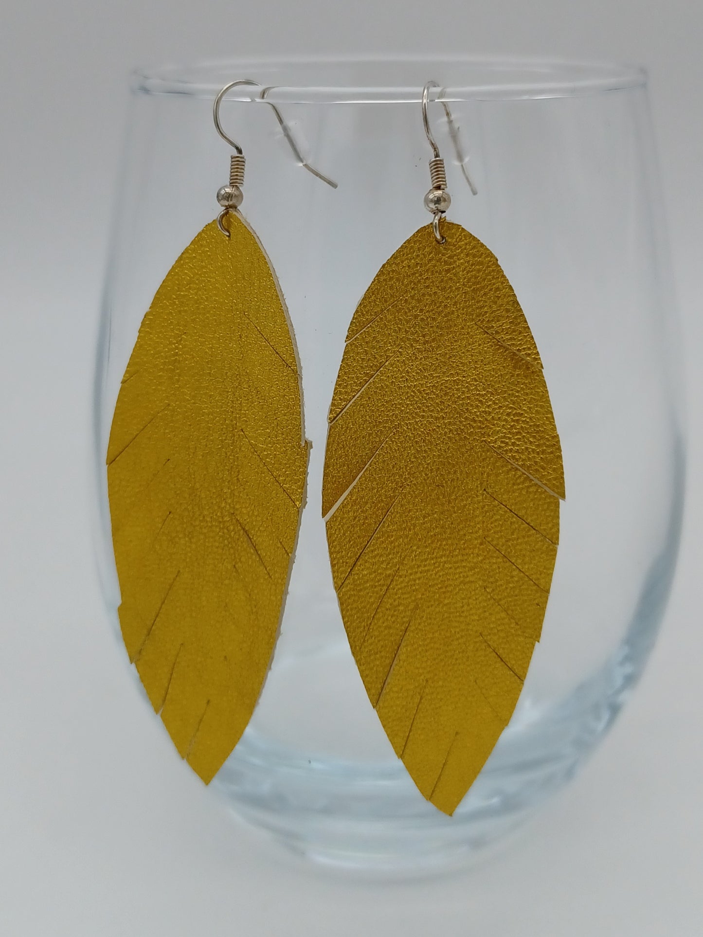 Large Leather Feather Earrings