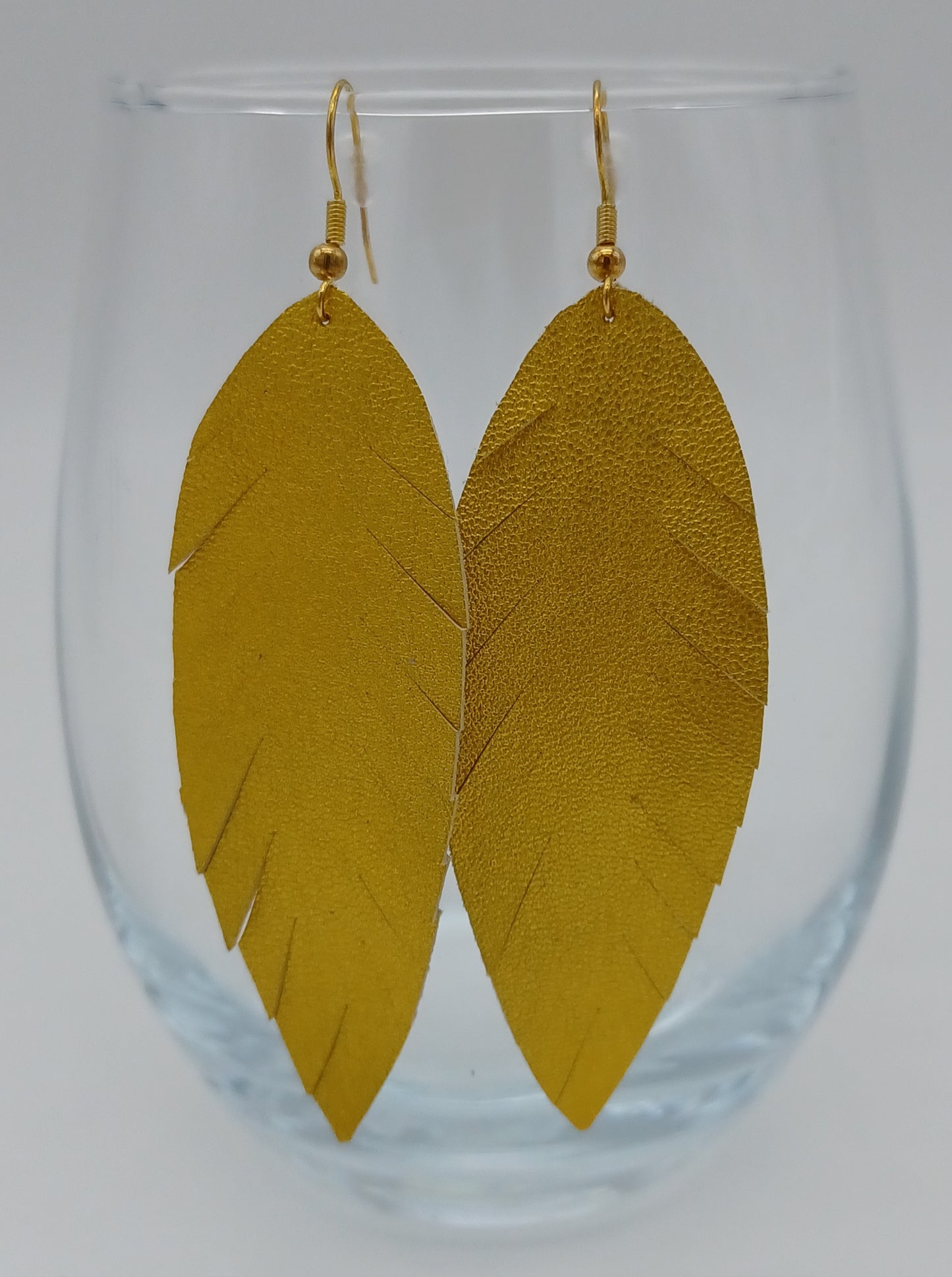 Large Leather Feather Earrings