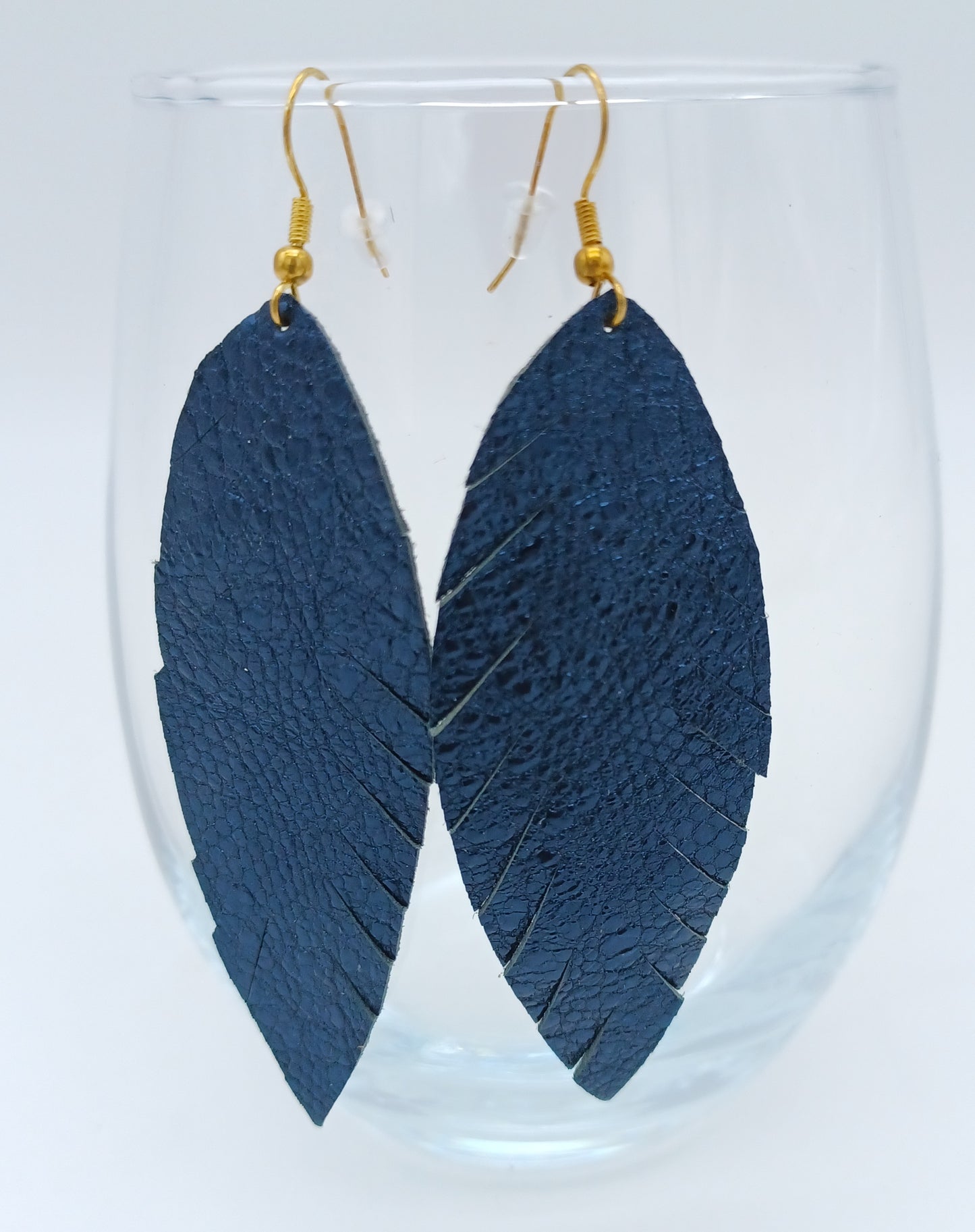 Large Leather Feather Earrings