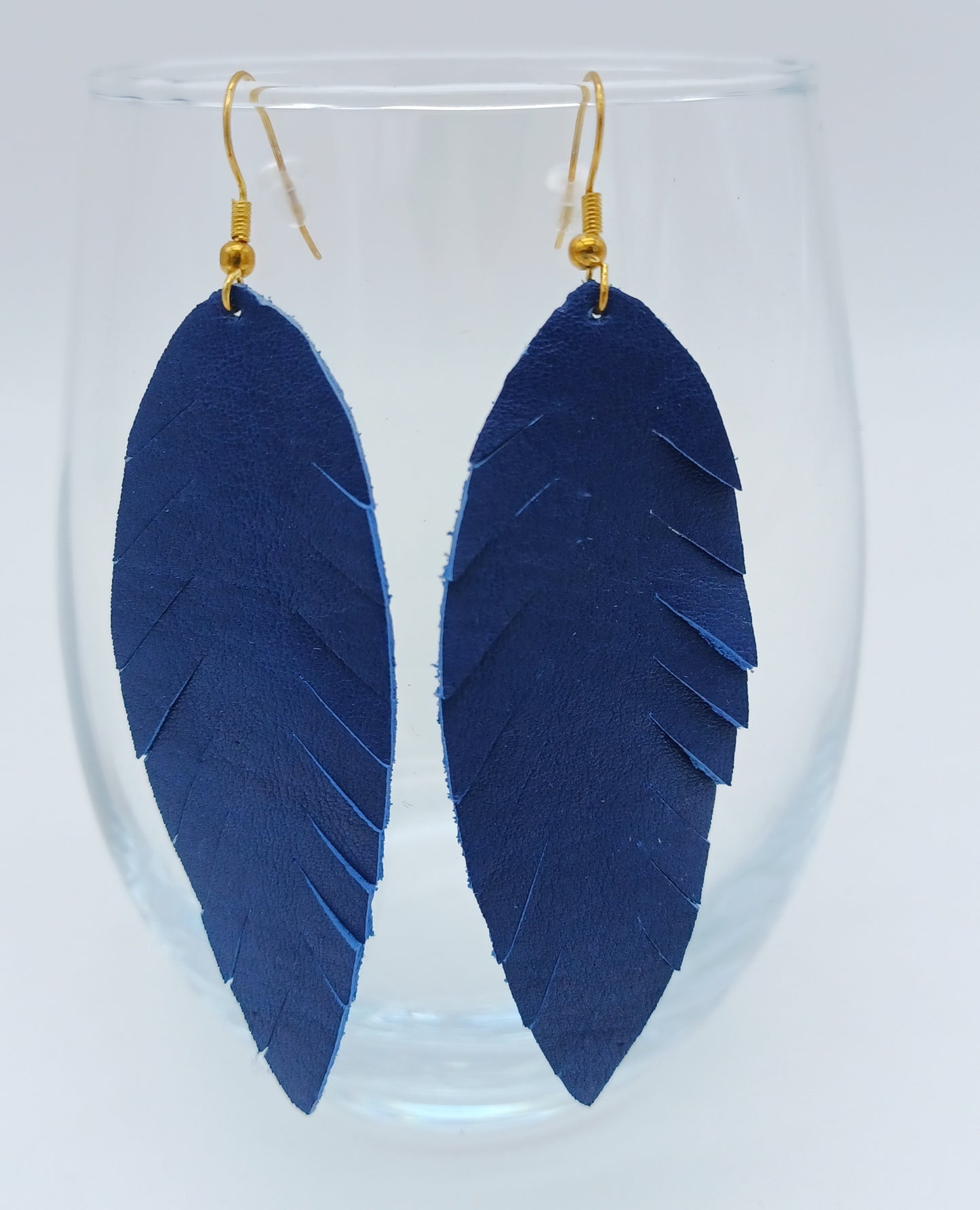 Large Leather Feather Earrings